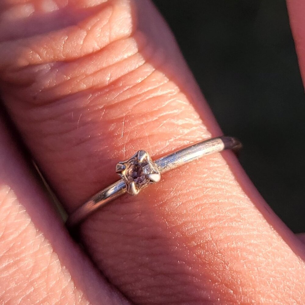 Dainty minimalist smoky topaz stamped STER silver ring - Picture 15 of 15